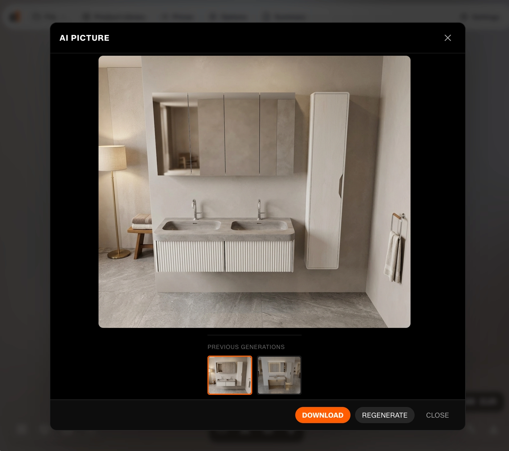 AI image renderer for cabinets